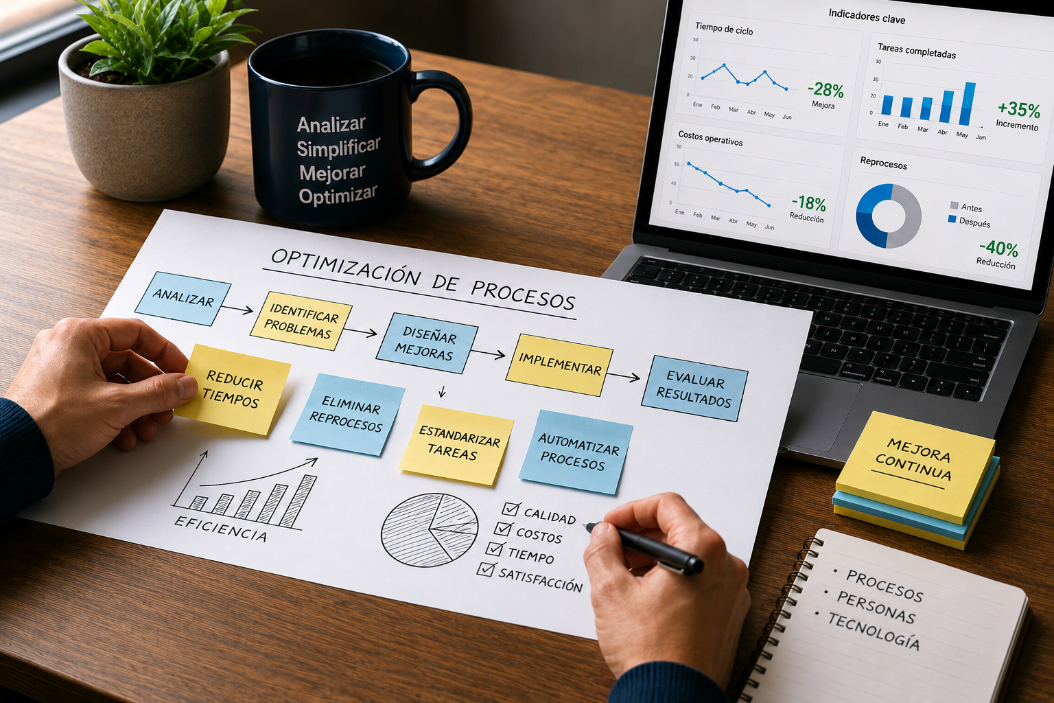 Consultoría para optimización de procesos empresariales, mejora de eficiencia y reducción de reprocesos